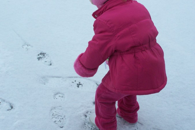 Hannah Making A Snowball
